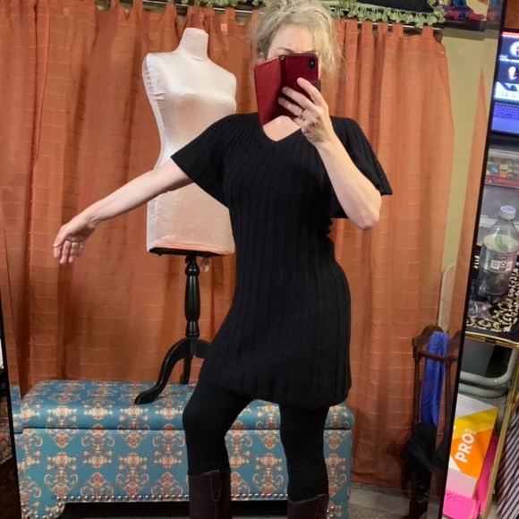 Dress-Black knit, sweater dress, cotton blend, Style & Co. Petite Small - Picture 4 of 11